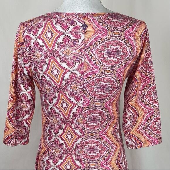 Prana Red & Orange Print Wrap Bodice GorpCore Athletic Dress NWOT Size M - Picture 6 of 15